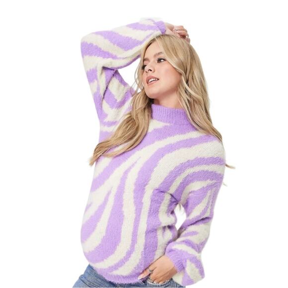 ASOS Sweaters - Asos Wednesday's Girl Maternity Relaxed Sweater Balloon Sleeves Zebra Knit
